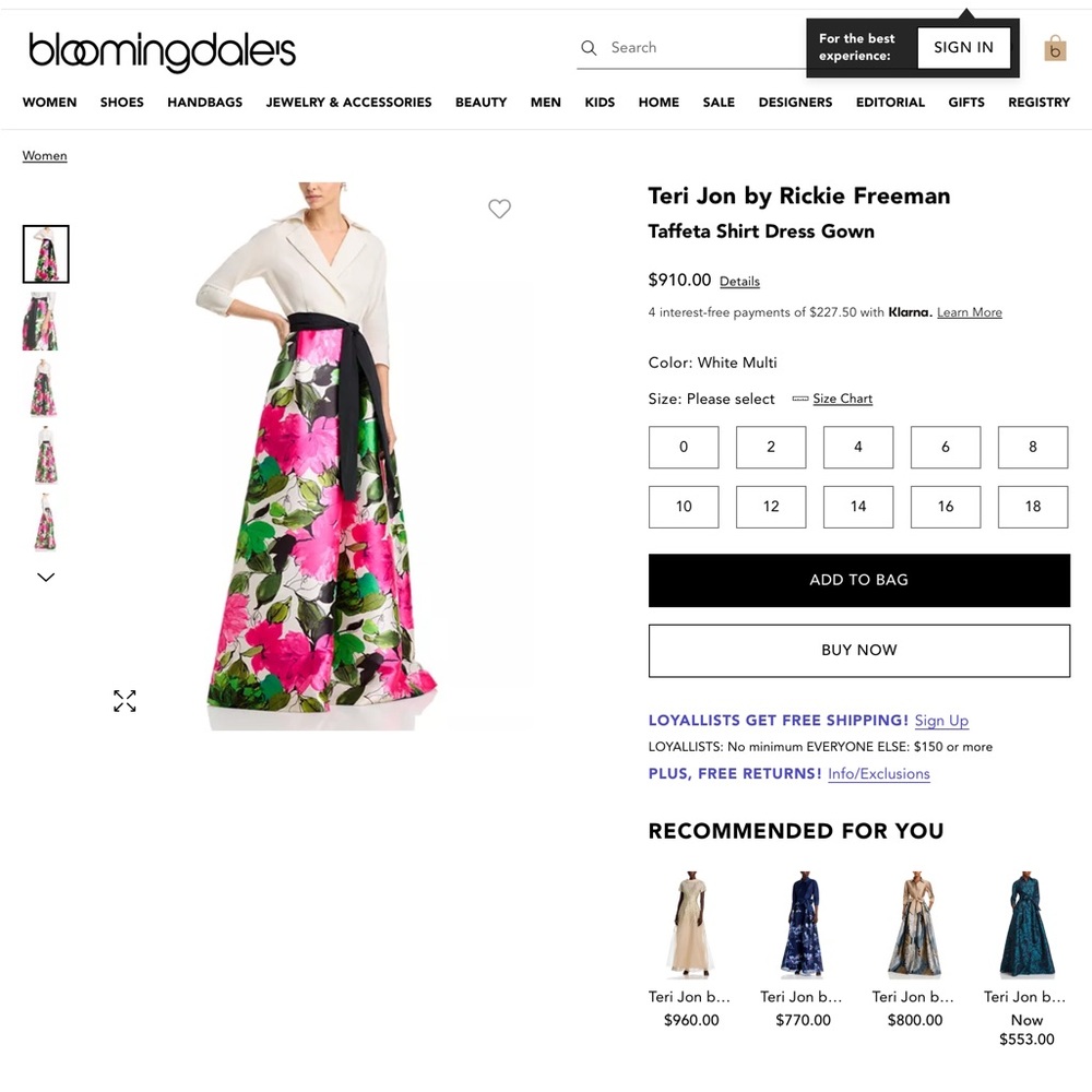 Ricki Freeeman for Teri Jon Taffeta Shirt dress gown size 6